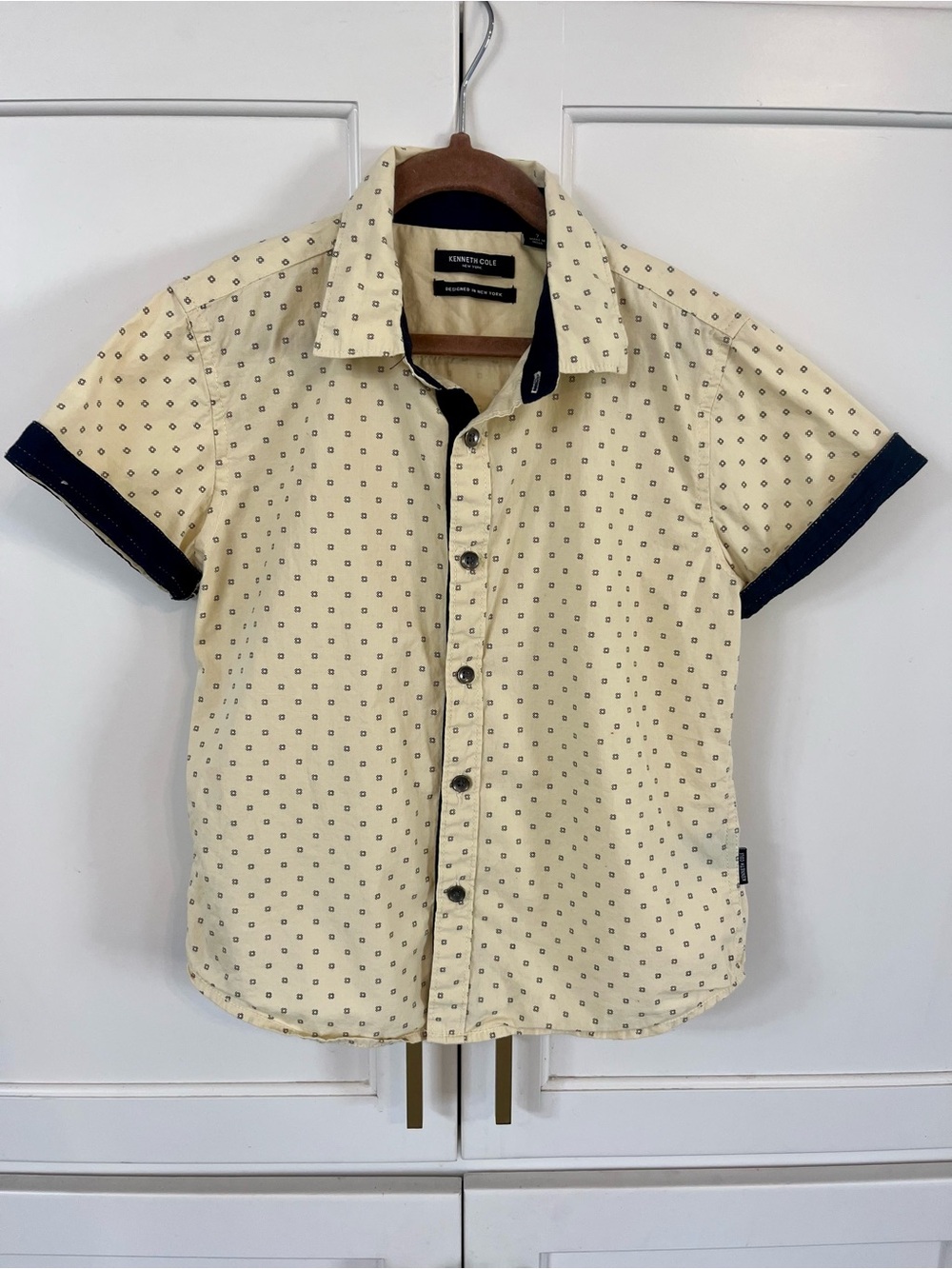 Boys Kenneth Cole Short-Sleeve Cream Patterned Shirt